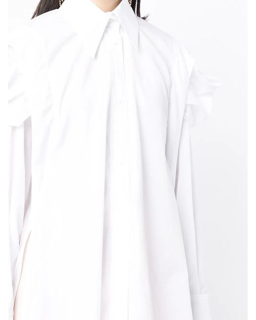 Maticevski White Ruched Oversized Shirt