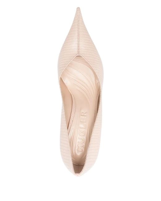 Mugler Pink 105Mm Lizard-Effect Pumps