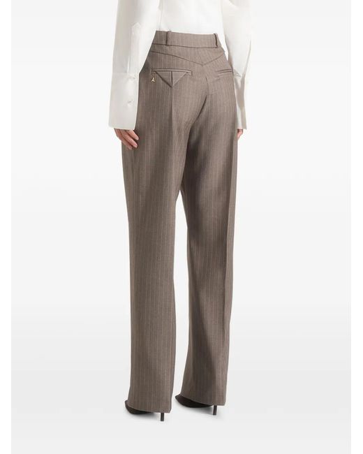 Manière De Voir Gray Julie Pinstripe-Print Pleated Tailored Trousers