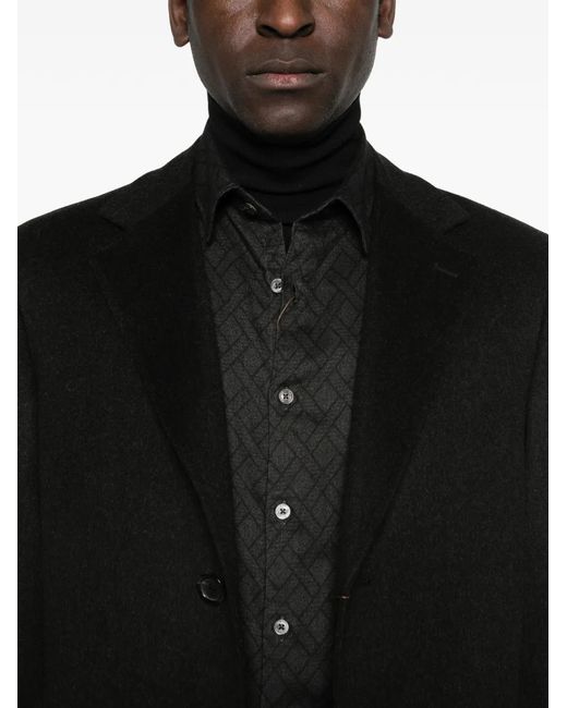 Canali Black Buttoned Coat for men