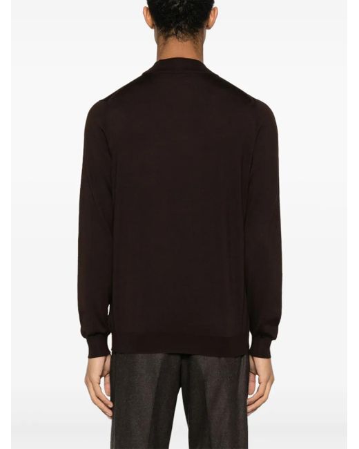 Kiton Black High-Neck Cashmere-Silk Jumper for men