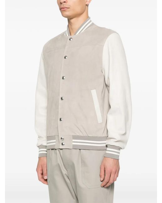Eleventy White Panelled Bomber Jacket for men