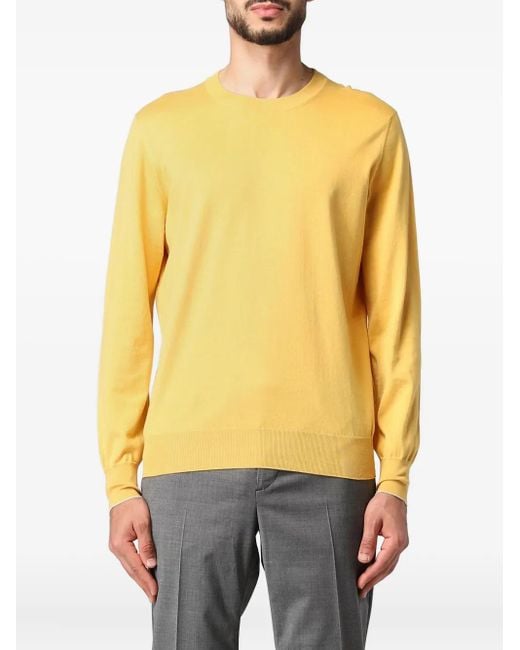 Jersey de algodón con cuello redondo Brunello Cucinelli de hombre de color Yellow