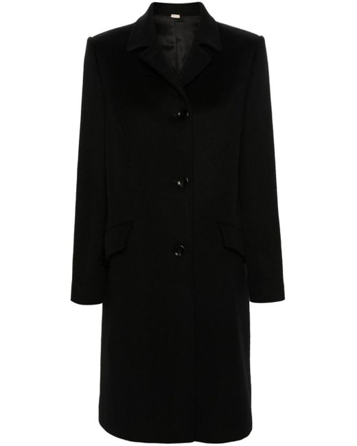 Manteau en laine à plaque logo Gucci en coloris Black
