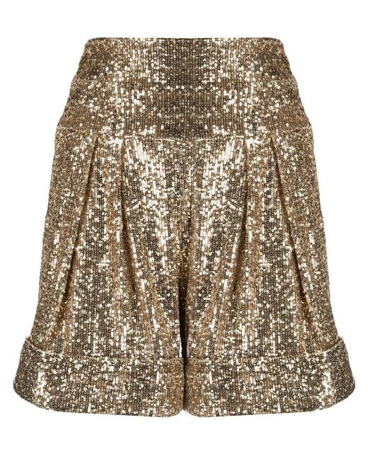 Balmain Natural High-Waisted Sequinned Shorts