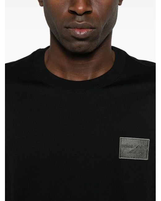 Emporio Armani Black Logo-Embroidered T-Shirt for men