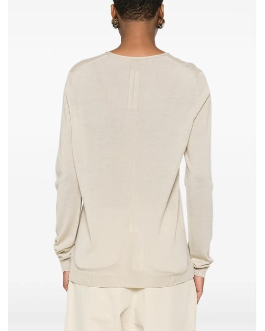 Rick Owens White V-Neck Sweater