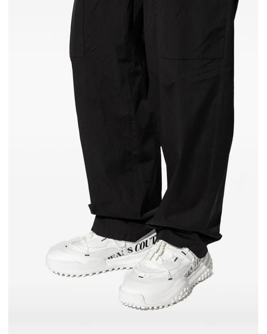 Versace Jeans Couture White Logo-Lettering Lace-Up Sneakers for men