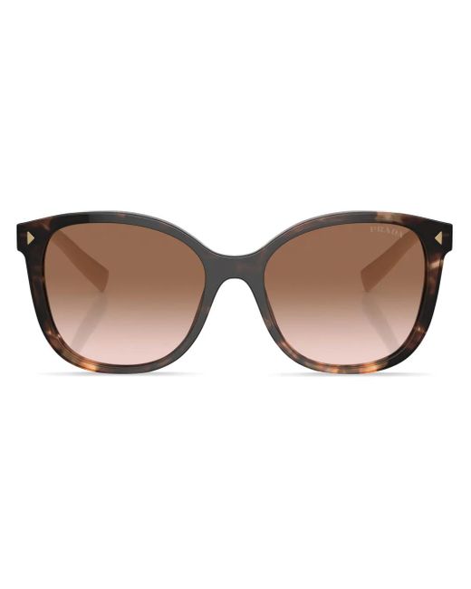 Prada Brown Tortoiseshell-Effect Square-Frame Sunglasses