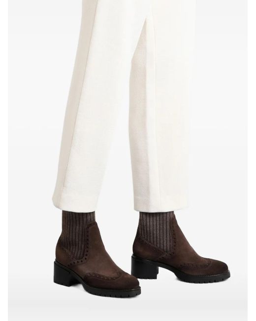Santoni Brown Suede Wingtip Boots