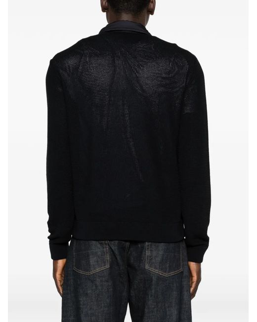 Herno Black Cotton Polyester Bomber Knit for men