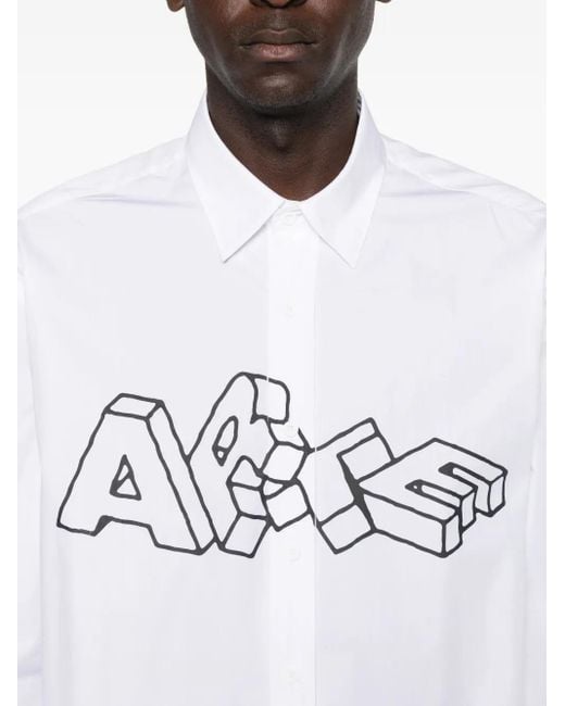 Arte' White 3D-Lettering Shirt for men