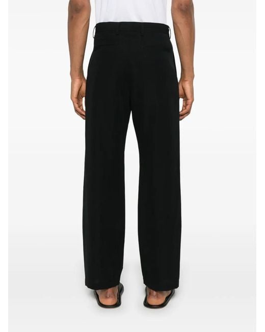 Auralee Black Pleated-Detail Trousers for men