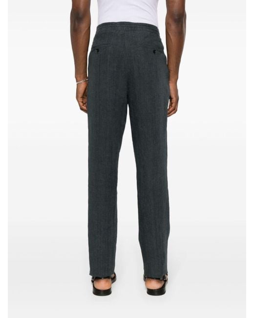 Zegna Gray Linen Chino Trousers for men