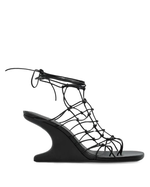 Rick Owens White Sculpted-Wedge Leather Heeled Sandals