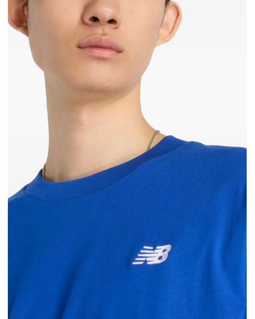 New Balance Blue Logo-Embroidered T-Shirt for men