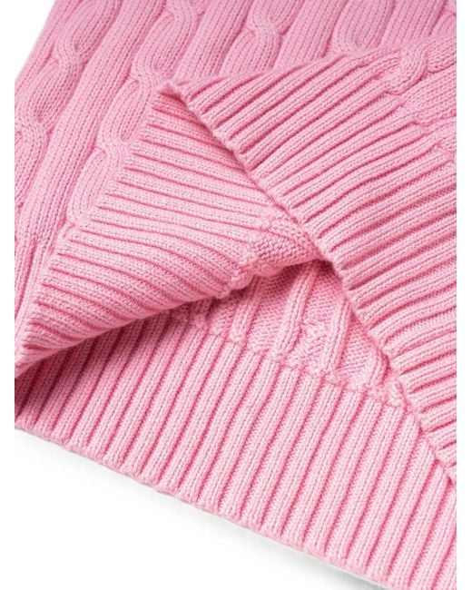 Polo Ralph Lauren Pink Cable-Knit V-Neck Sweater