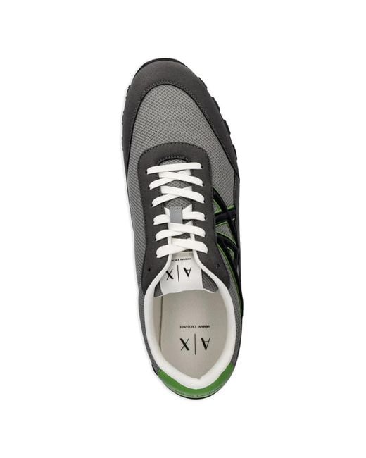 ARMANI EXCHANGE Gray Logo-Patch Panelled Sneakers for men