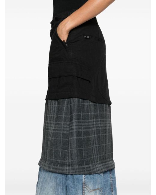 Balenciaga Black Patchwork Layered Maxi Skirt