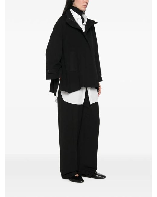 Tagliatore Black Button-Cuff Flared Jacket