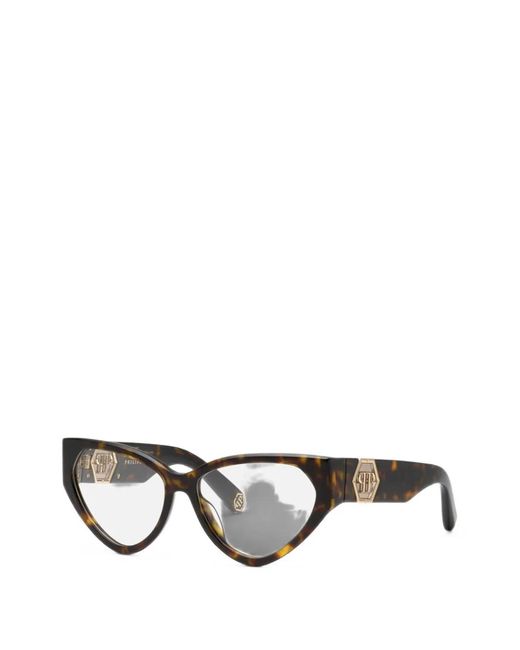 Philipp Plein Brown Tortoiseshell-Effect Cat-Eye Glasses
