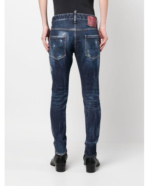 Slim-fit distressed-effect jeans DSquared² de hombre de color Blue
