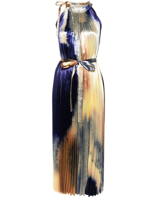 Ulla Johnson Blue Amiko Watercolour-print Midi Dress