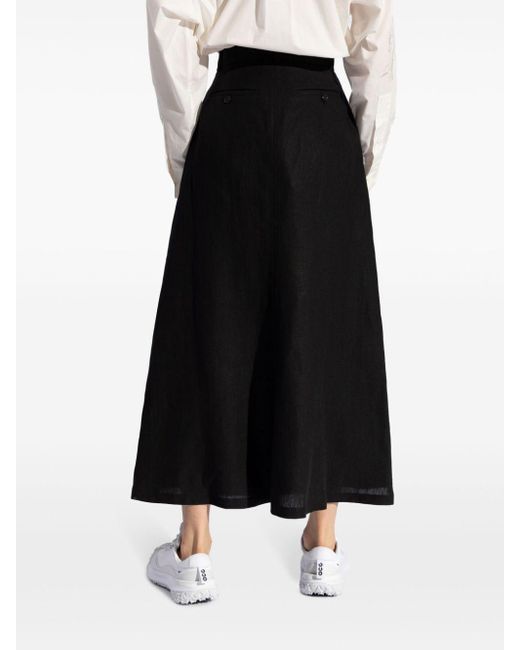 Paul Smith Black A-line Linen Maxi-skirt