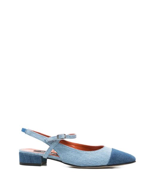 CAREL PARIS Blue Oceano Cap-Toe Flat Pumps