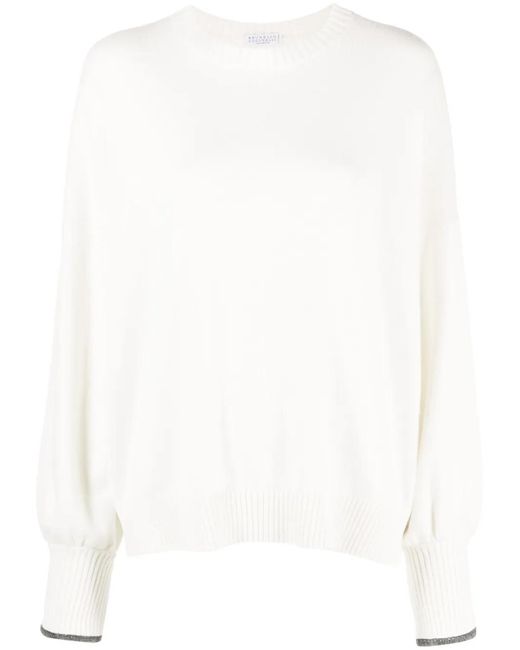 Brunello Cucinelli White Cashmere Sweater