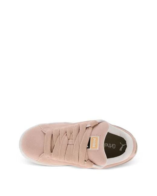 PUMA Pink Suede Lace-Up Sneakers for men