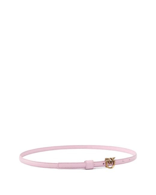 Pinko White Thin Belt With Love Birds Buckle