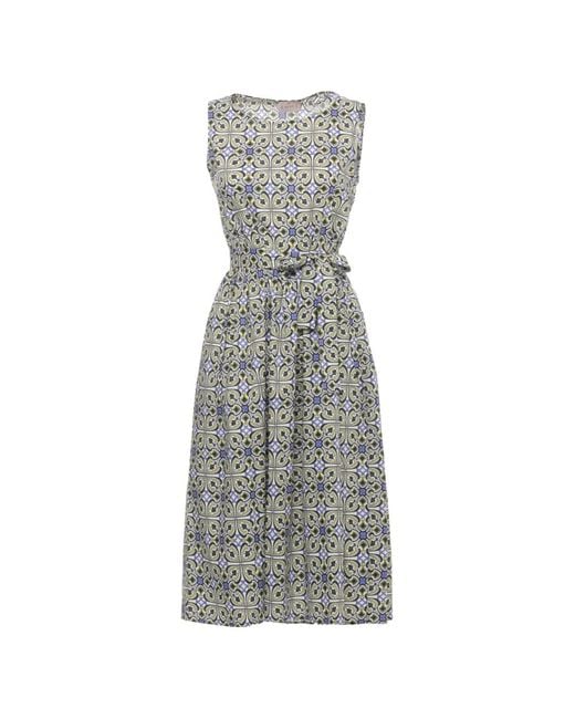 Emme Gray Emmgestro Patterned Sleeveless Cotton Midi Dress