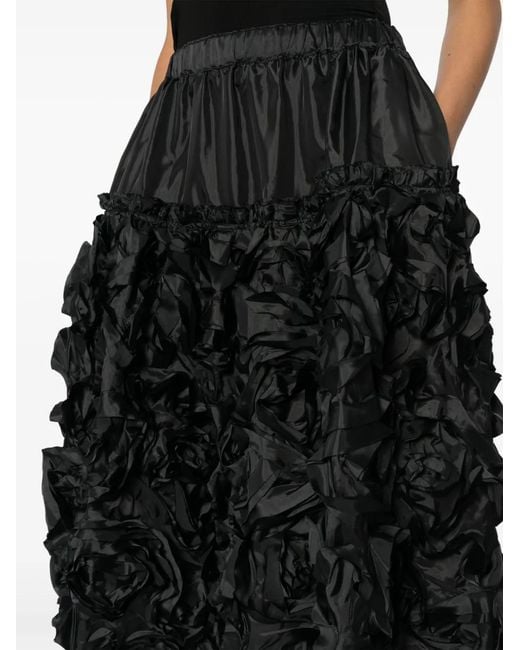 Comme des Garçons Black Ruched Flared Midi Skirt