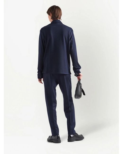 Prada Hemd Mit Triangel-Logo in Blue für Herren