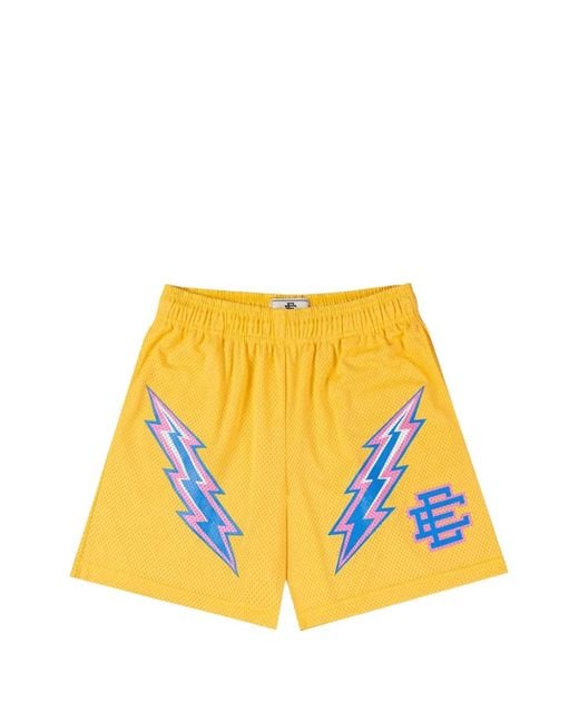 Eric Emanuel Yellow Ee Basic Bolt-Print Shorts for men