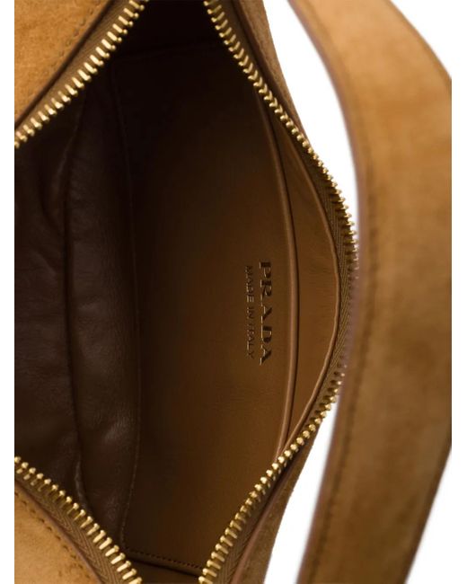 Prada Brown Arqué Schultertasche Aus Wildleder