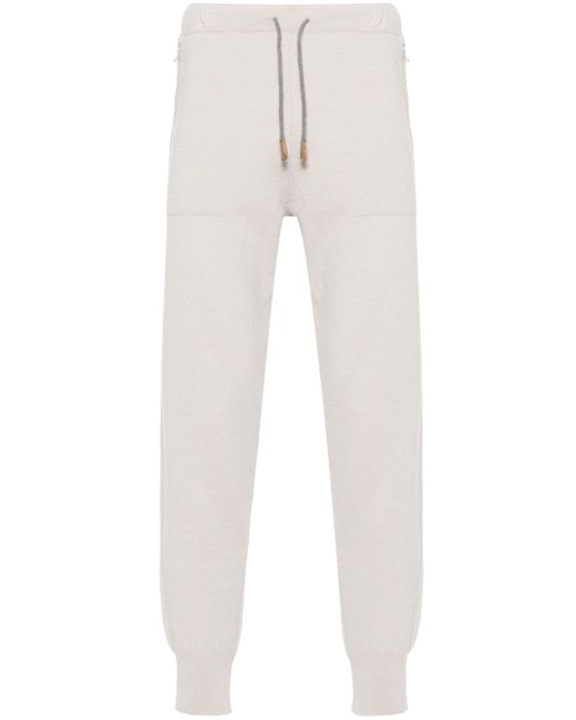 Eleventy White Drawstring-fastening Cashmere Track Pants for men