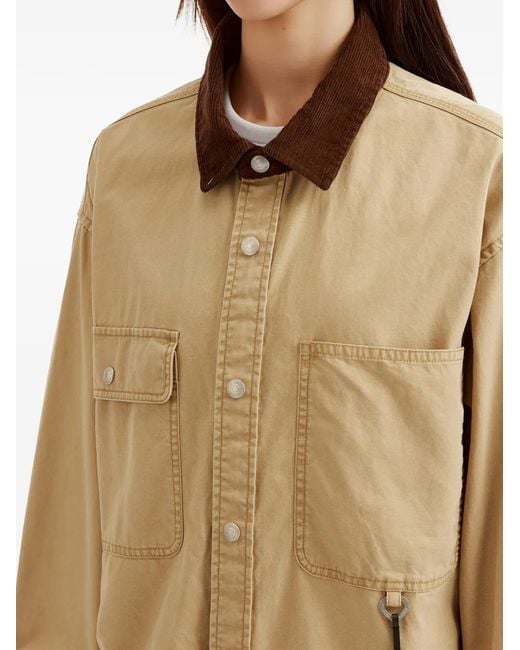 Izzue Natural Corduroy-Collar Overshirt