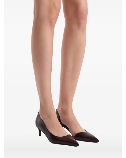 Khaite Brown Pointed Toe Kitten Heel Pumps