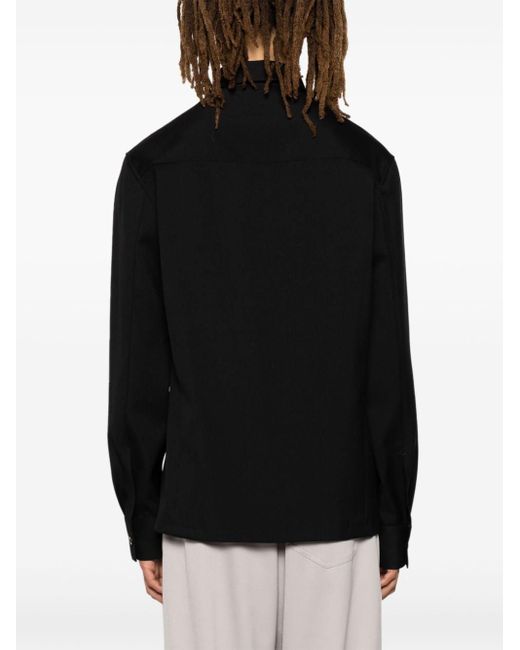 Jil Sander Black Long-Sleeved Overshirt With Patch Pockets for men