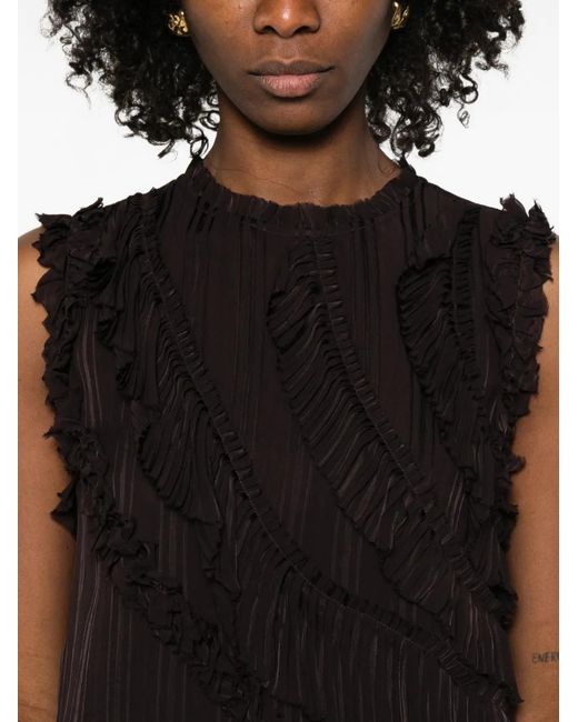 Pinko Black Ruffled Sleeveless Top