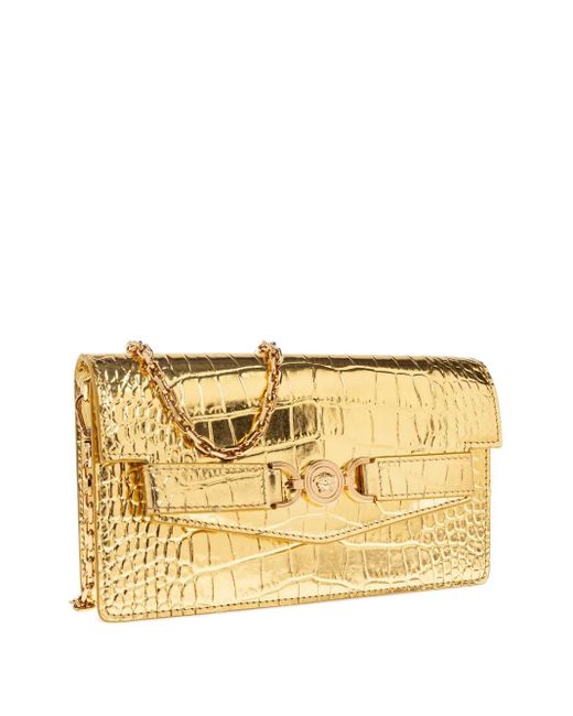 Clutch Medusa '95 Con Effetto Coccodrillo di Versace in Metallic