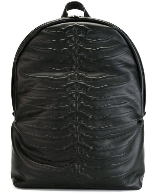 Alexander McQueen Black Spine Embossed Backpack for men