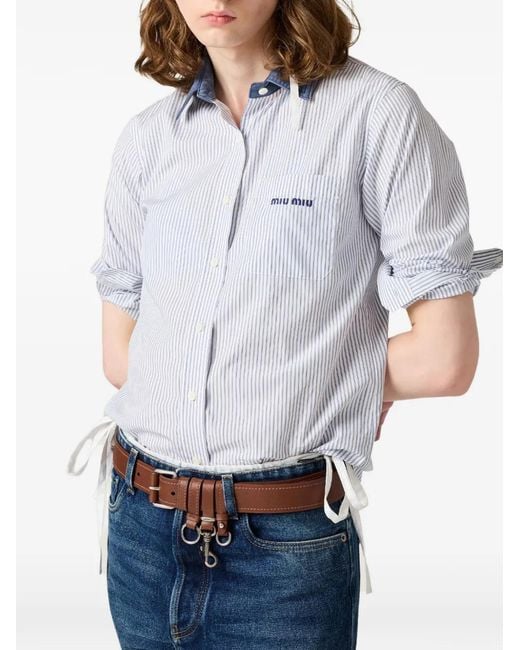 Miu Miu Blue Striped Poplin Shirt