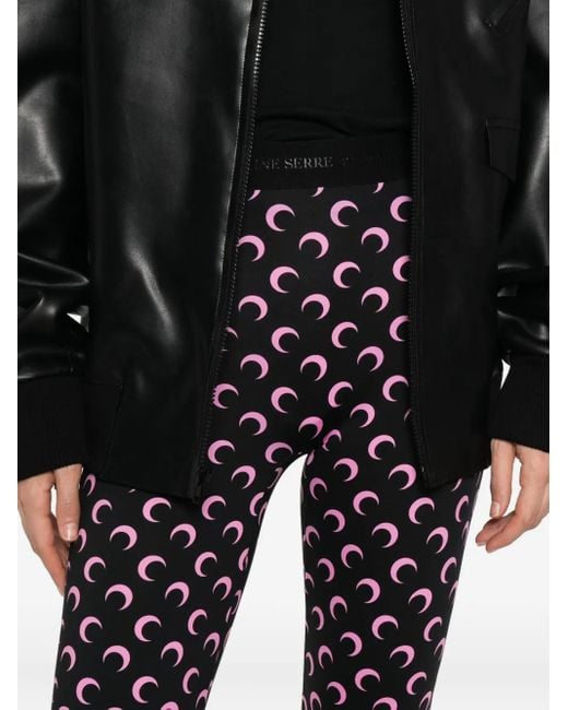 MARINE SERRE Blue Moon Printed Jersey Capri Pants