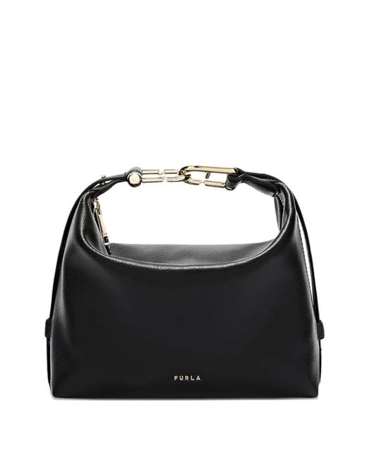 Furla Black Tonie Textured Shoulder Bag