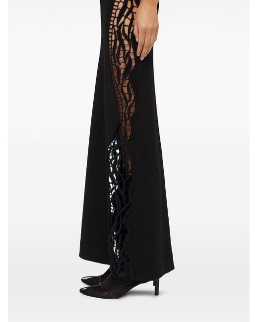 Jil Sander Black Lace-panel Long Sleeveless Dress