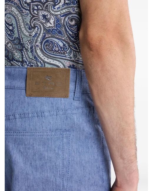 Etro Blue Pressed-Crease Straight-Leg Jeans for men