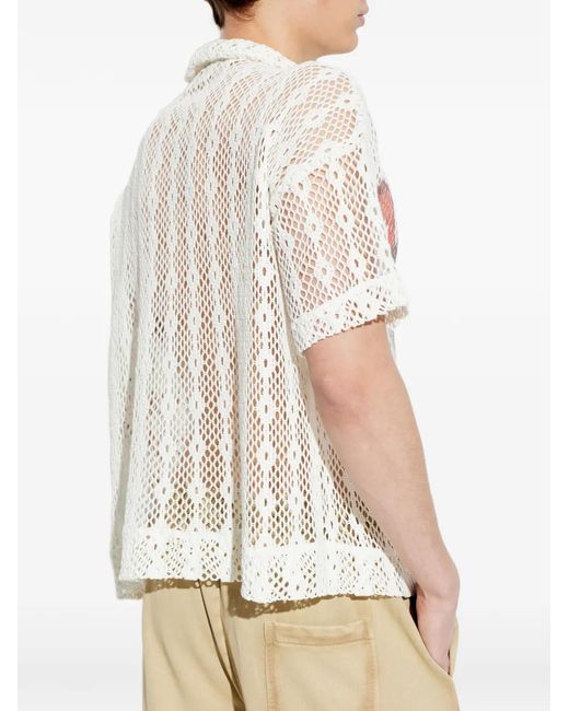 AVAVAV White Mesh Button Shirt for men